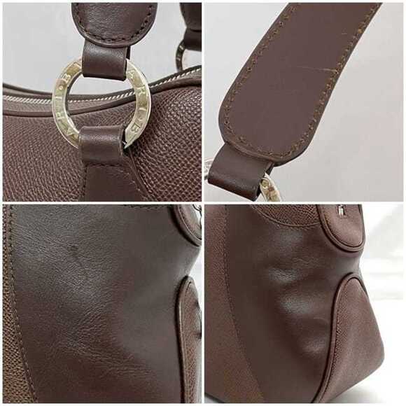 BVLGARI Handbag ec-22641 Dark Brown Leather Mini Boston Grain Women's Unisex